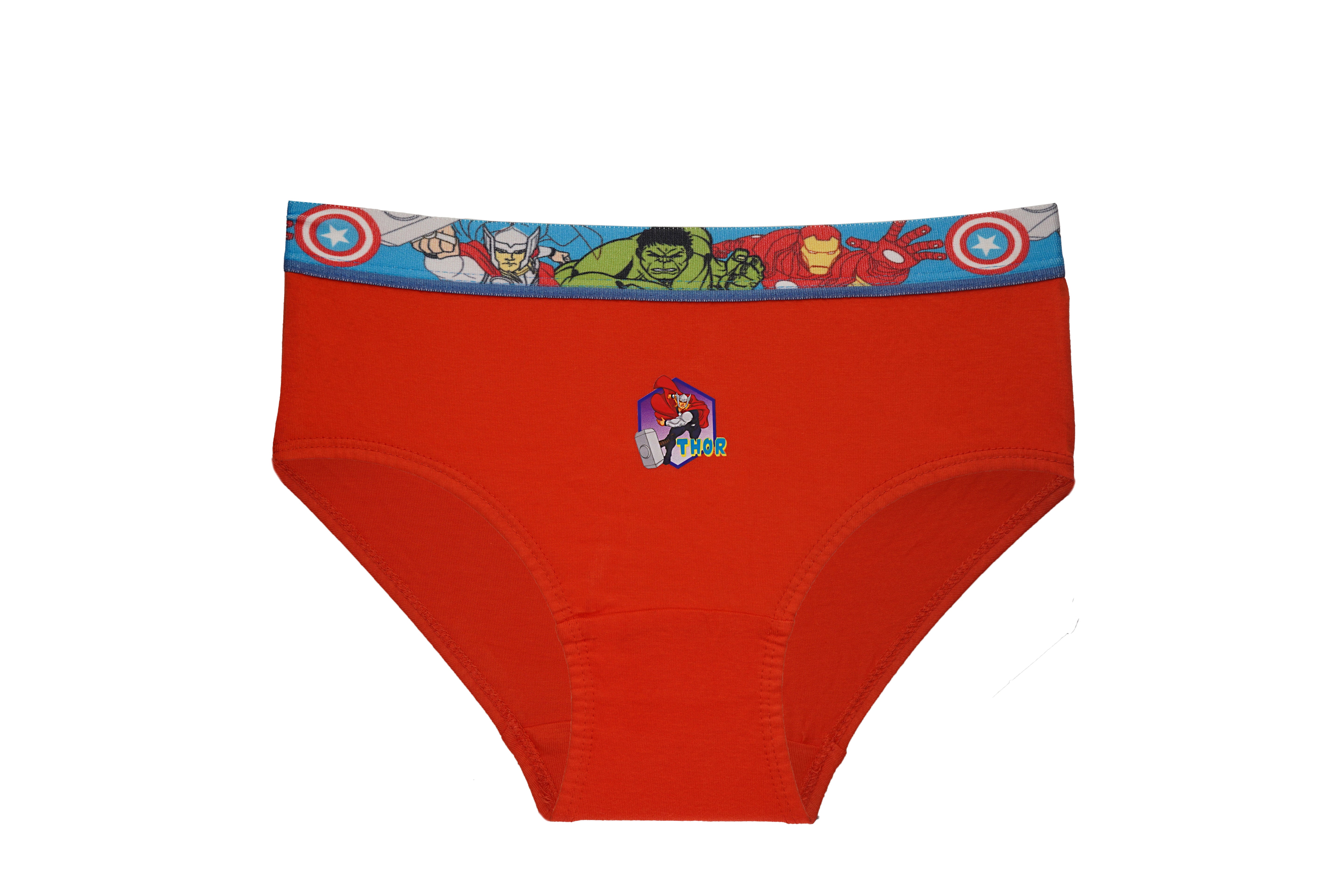Boys' Avengers Briefs (Pack of 6) – 100% Cotton Superhero Innerwear with Marvel Character Waistband | JR-530