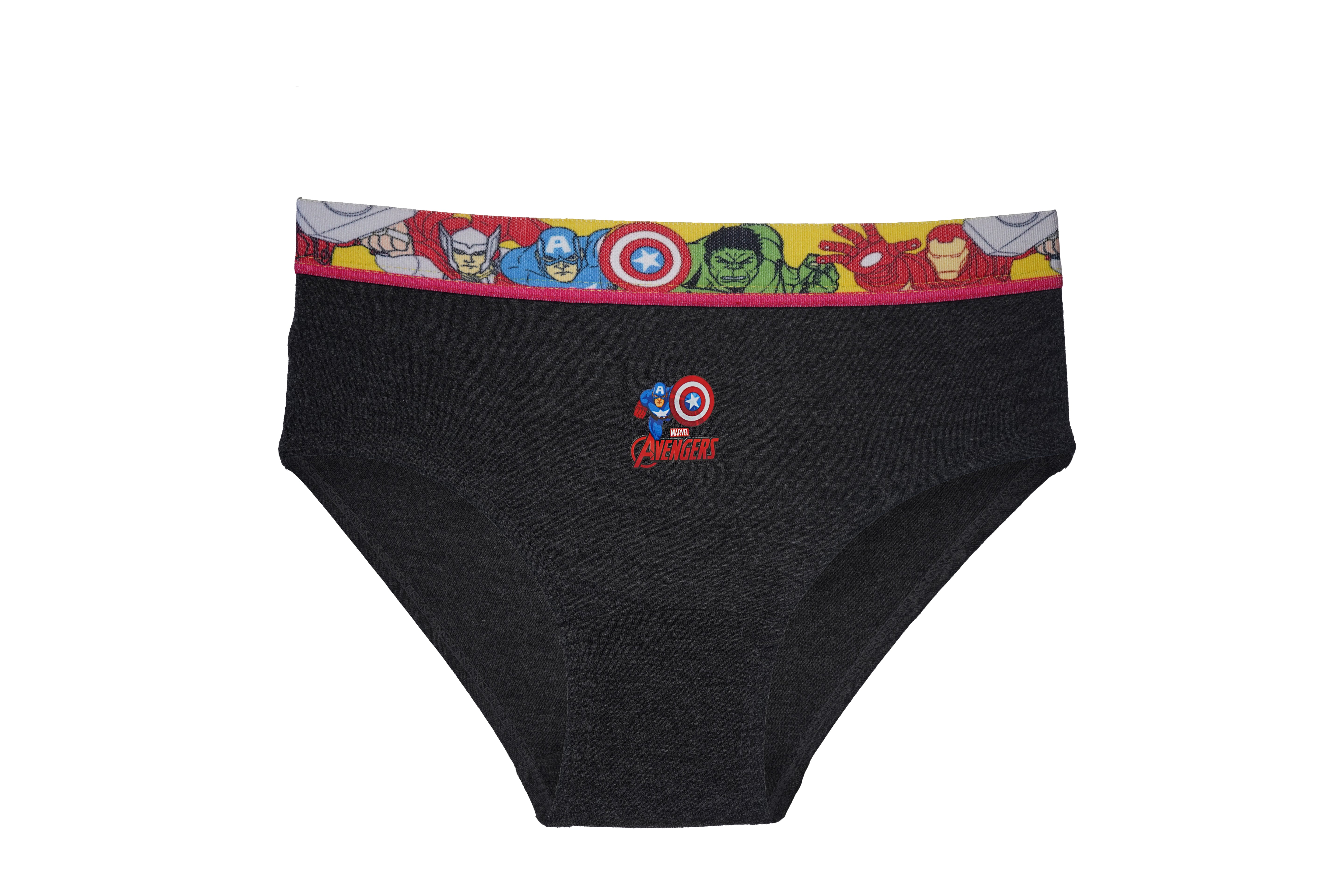 Boys' Avengers Briefs (Pack of 6) – 100% Cotton Superhero Innerwear with Marvel Character Waistband | JR-530