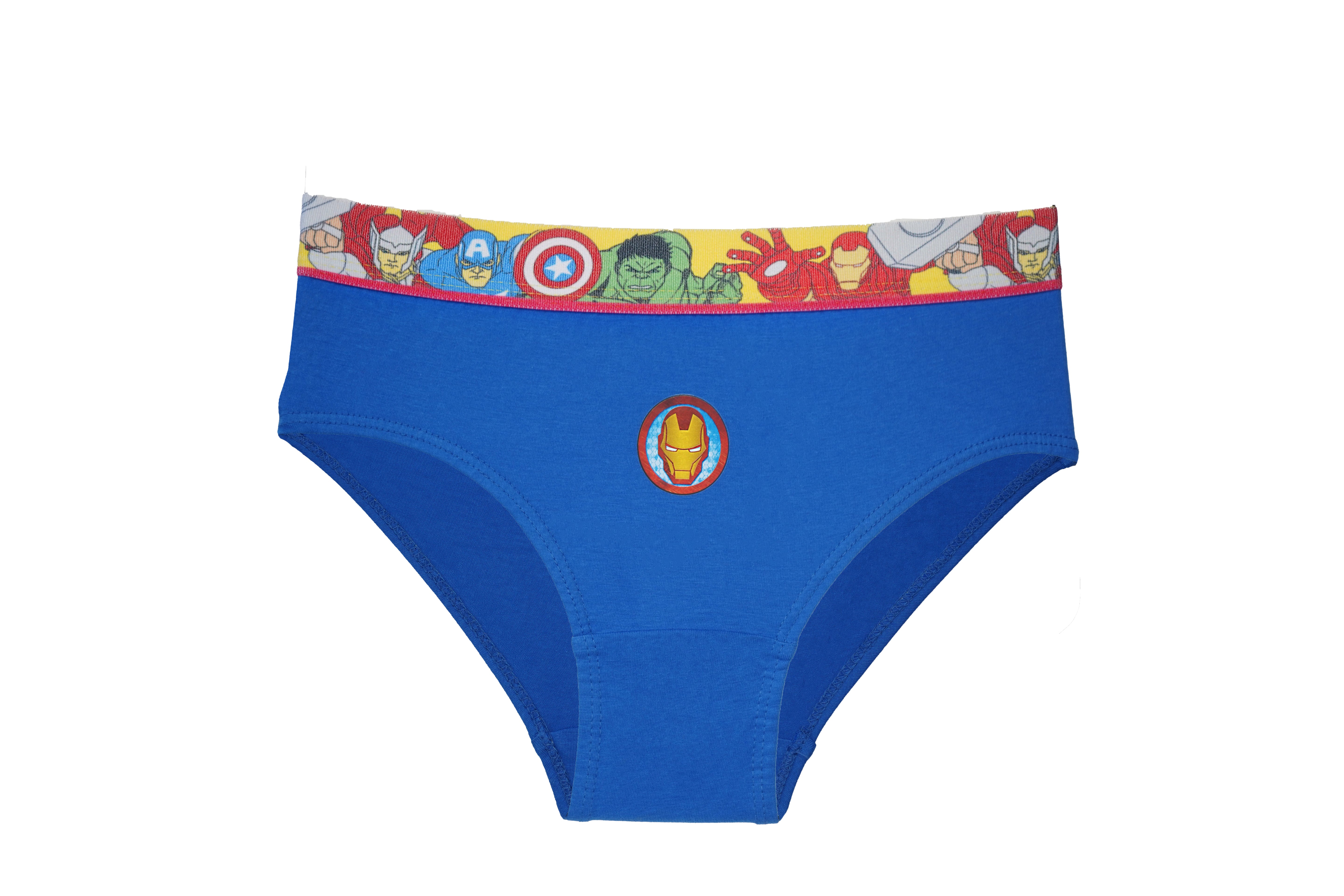 Boys' Avengers Briefs (Pack of 6) – 100% Cotton Superhero Innerwear with Marvel Character Waistband | JR-530