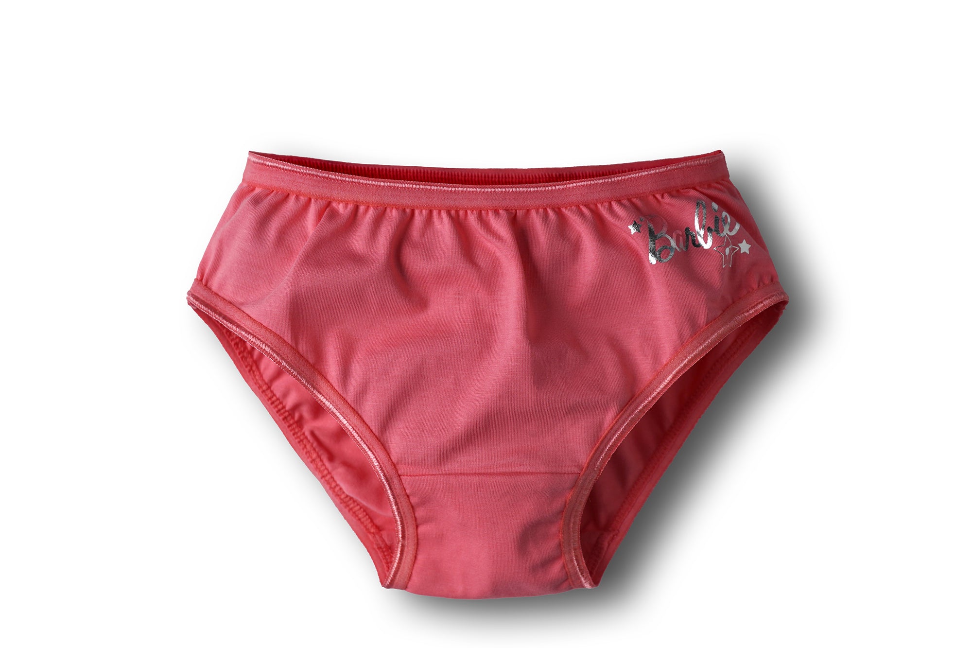 Redrose Girls' Solid Cotton Elastane Panties with Barbie Print – Pack of 6 | Stretchable & Comfy Innerwear | BABY-22