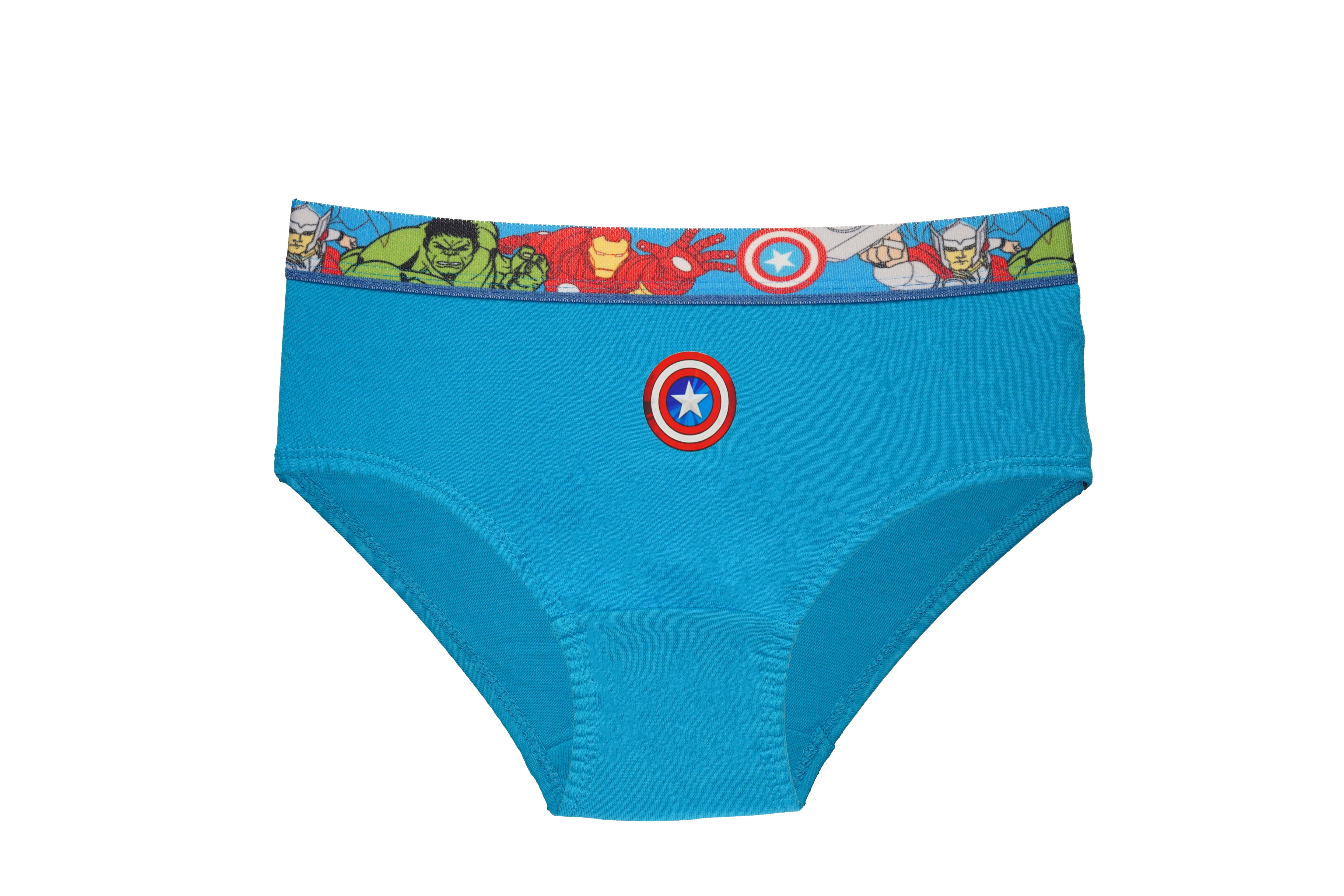 Boys' Avengers Briefs (Pack of 6) – 100% Cotton Superhero Innerwear with Marvel Character Waistband | JR-530