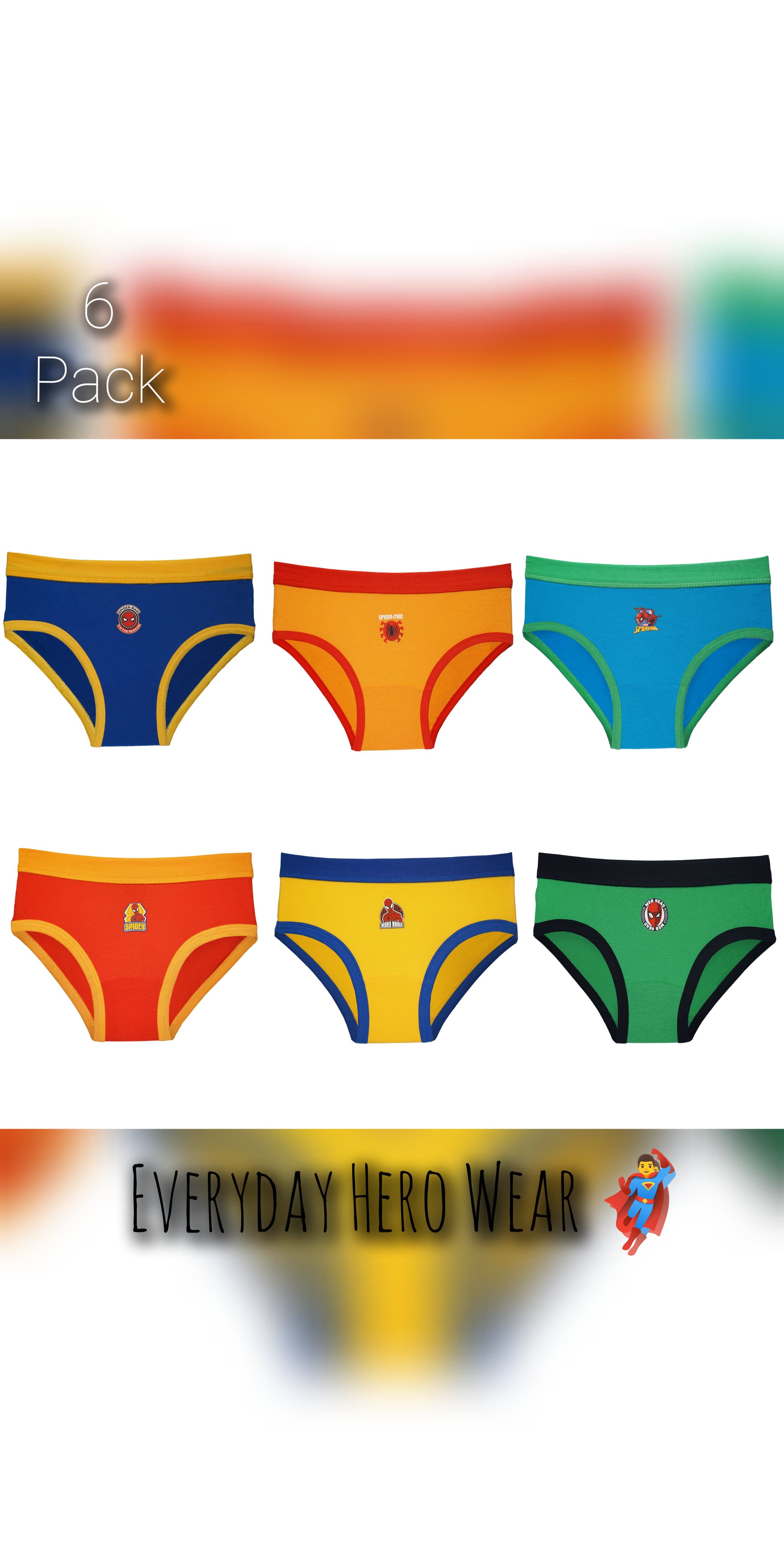 Boys 100% Cotton Briefs – Pack of 6 Superhero-Themed Innerwear | JR-529