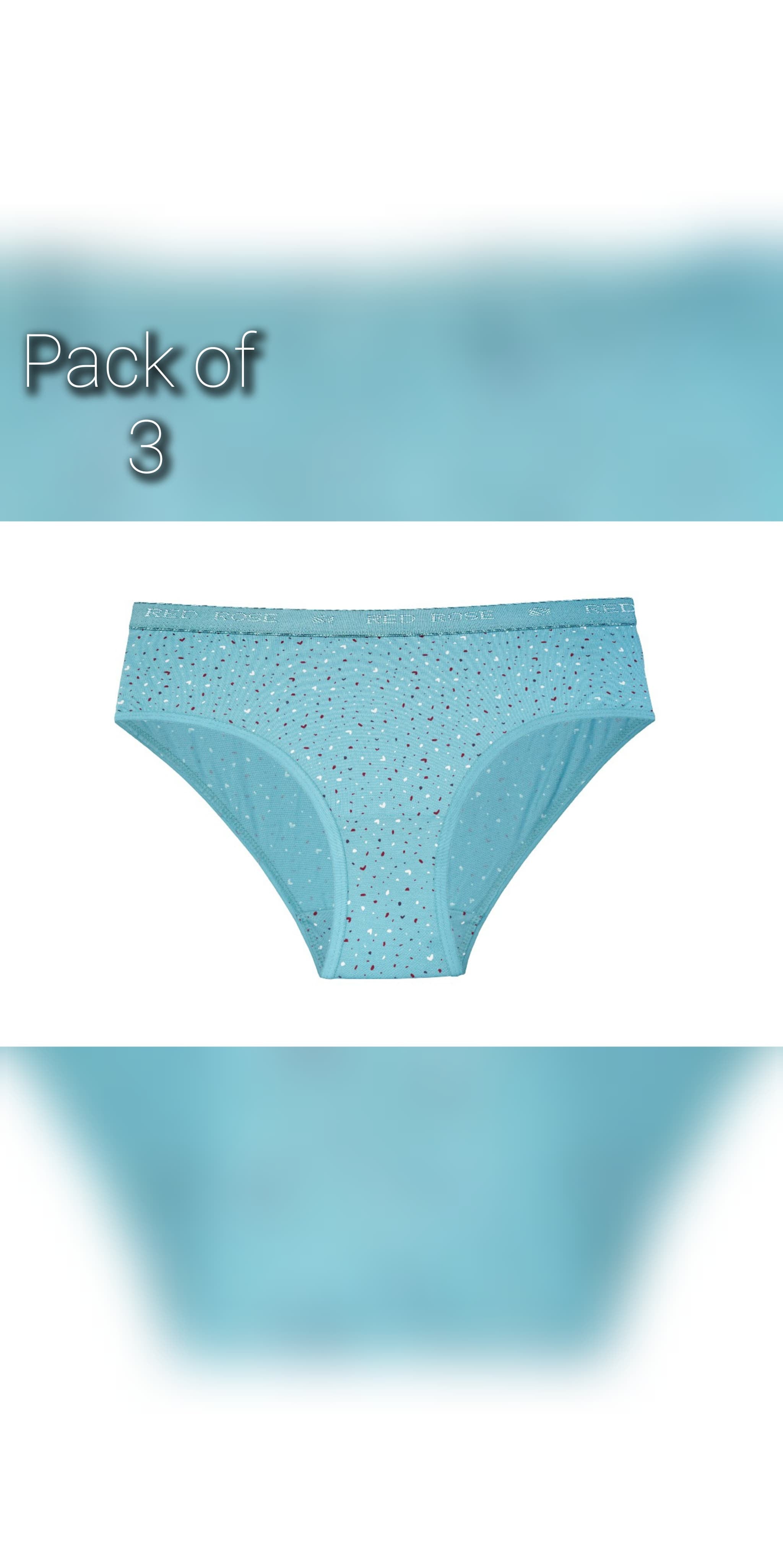 HAVOC Red Rose Women’s Mid-Rise Cotton Hipster Panties – Pack of 3