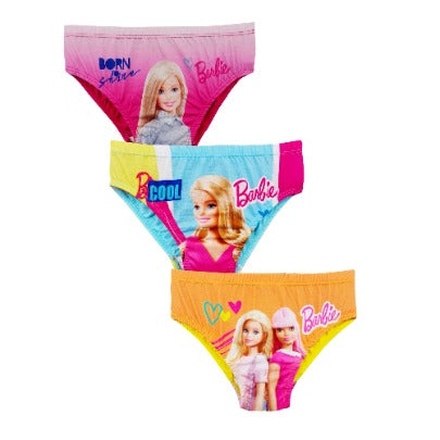 Red Rose Girls' Barbie Print Briefs – Pack of 3 – Soft Cotton Elasten Innerwear | BABY-139