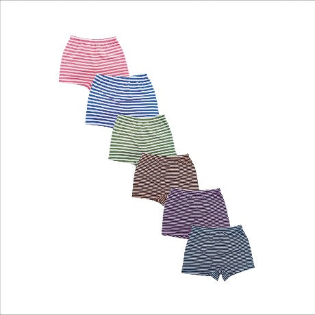Red Rose Girls' Barbie Striped Boxer Shorts – Pack of 6 | Soft & Comfy Innerwear | BABY-152