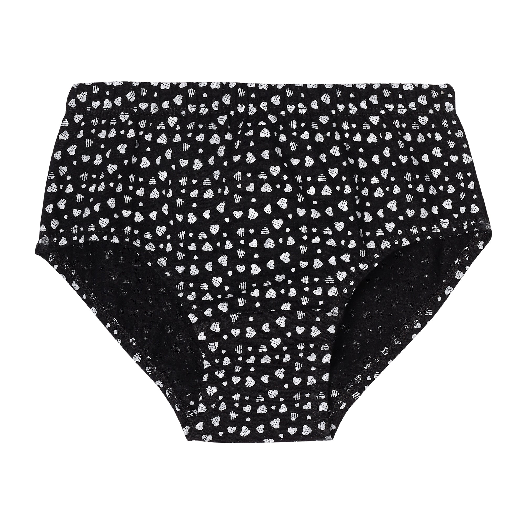 Redrose Girls’ Black & White Printed Cotton Panties – Pack of 6 | Soft & Breathable Everyday Briefs | BABY-64