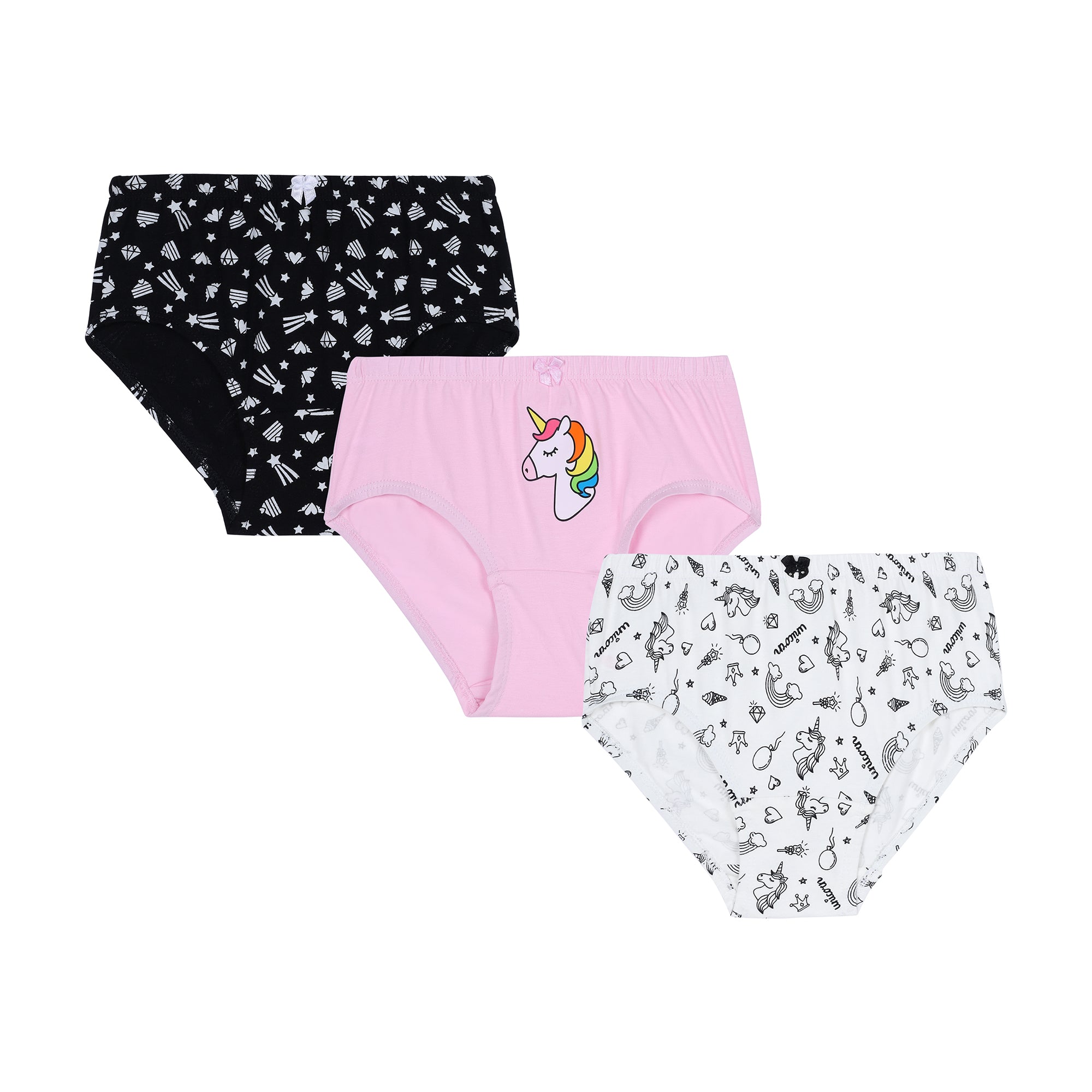 Redrose Girls' Briefs Pack of 6 – Cotton Printed Underwear with Unicorn & Fun Designs | BABY-72