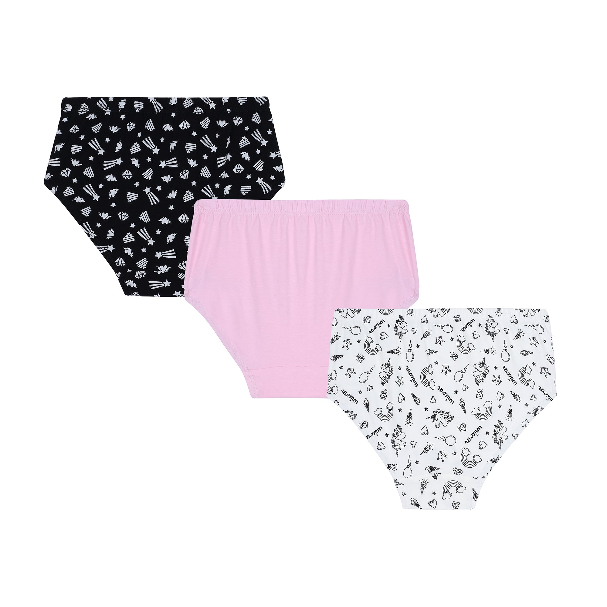 Redrose Girls' Briefs Pack of 6 – Cotton Printed Underwear with Unicorn & Fun Designs | BABY-72