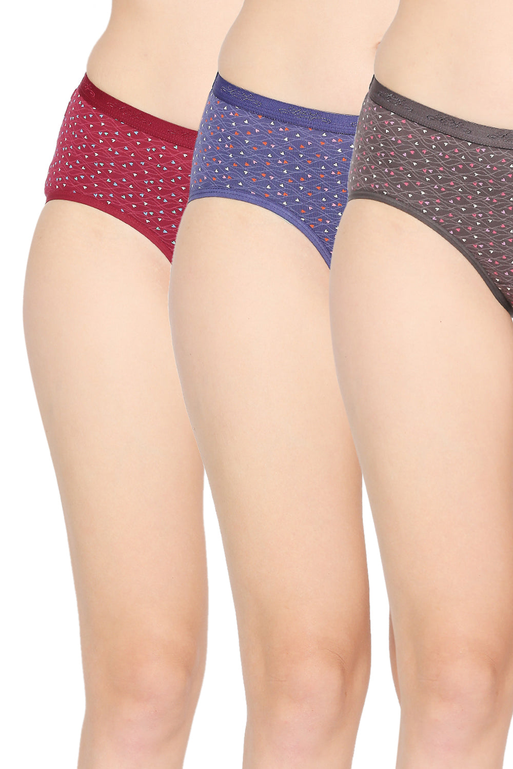Red Rose Printed Cotton Medium Rise  Full Coverage Hipster Panties - Multicolor Pack of 3