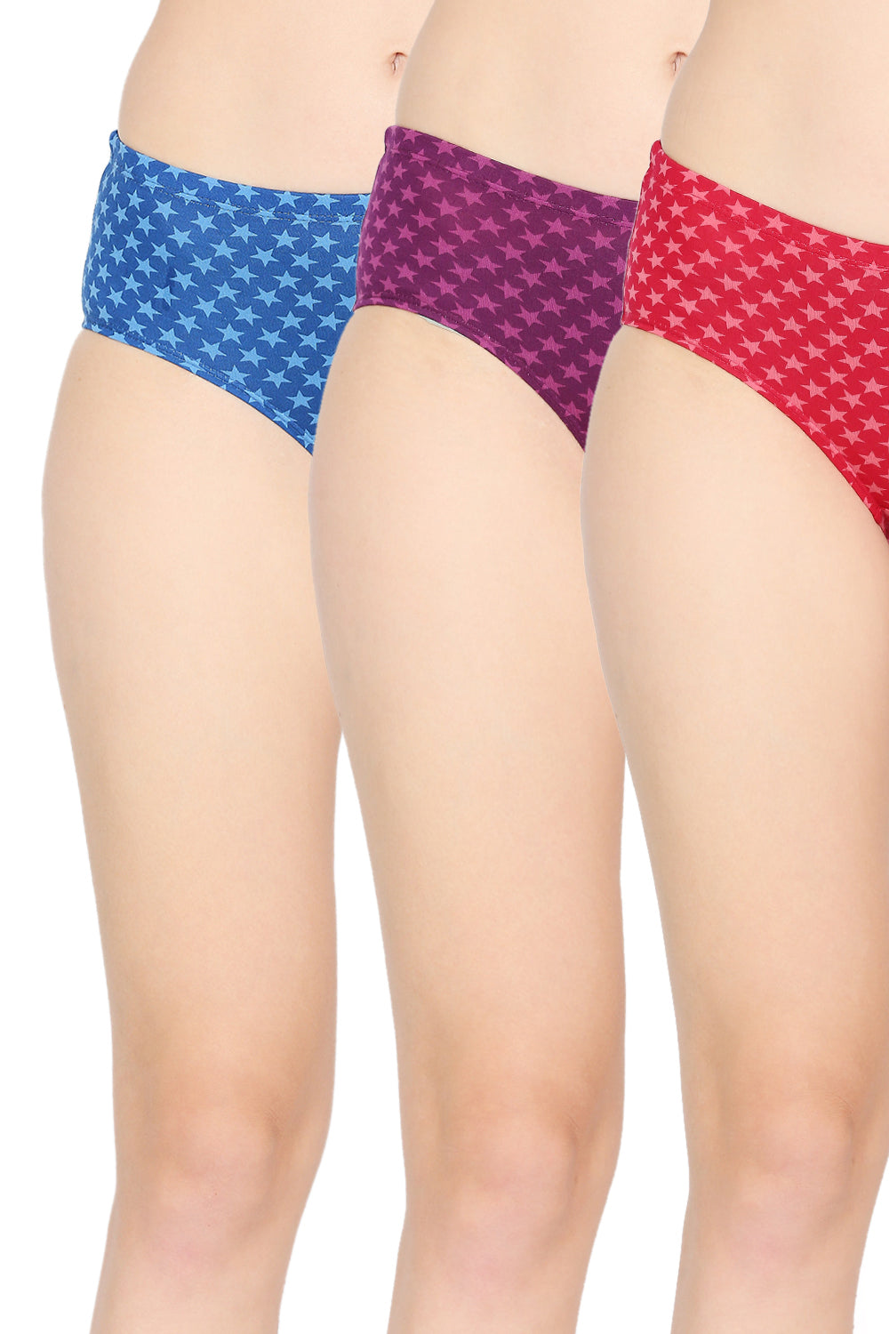 Red Rose Roma Printed Cotton Full Coverage Hipster Panties - Multicolor Pack of 3