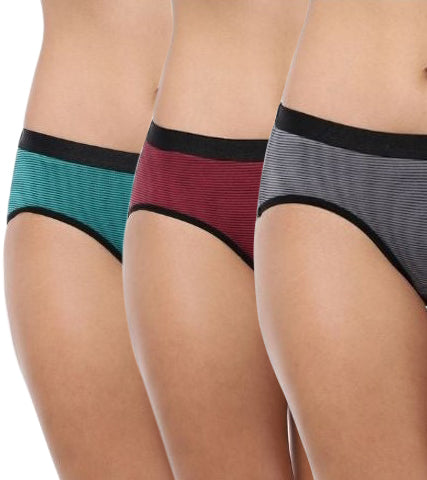 Red Rose Hiramoti Medium Rise Full Coverage Hipster Panty  (Set of Pack 3) - Assorted Colors