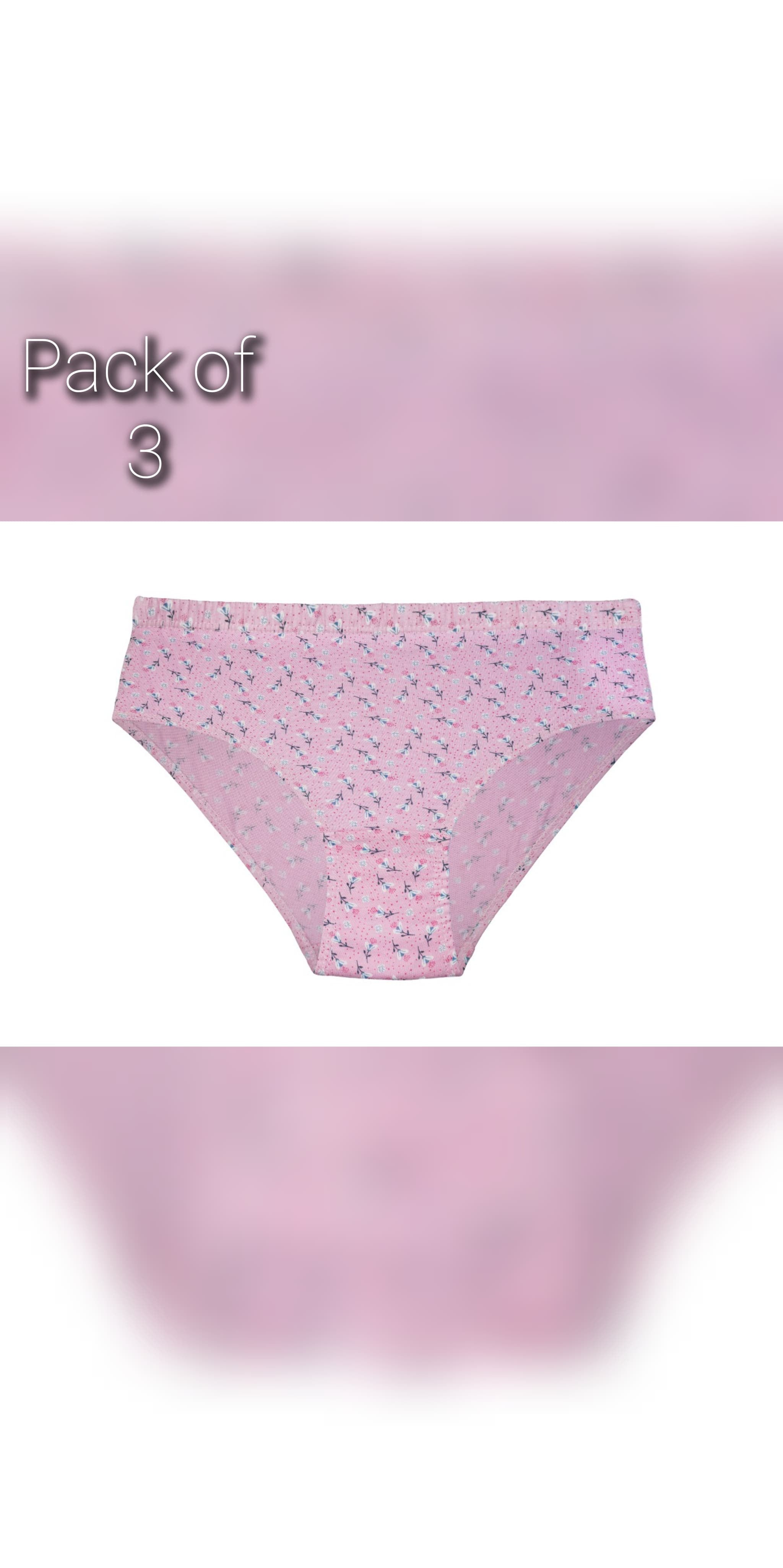 HIYA Red Rose Women’s Mid-Rise Cotton Hipster Full Coverage Panties – Pack of 3