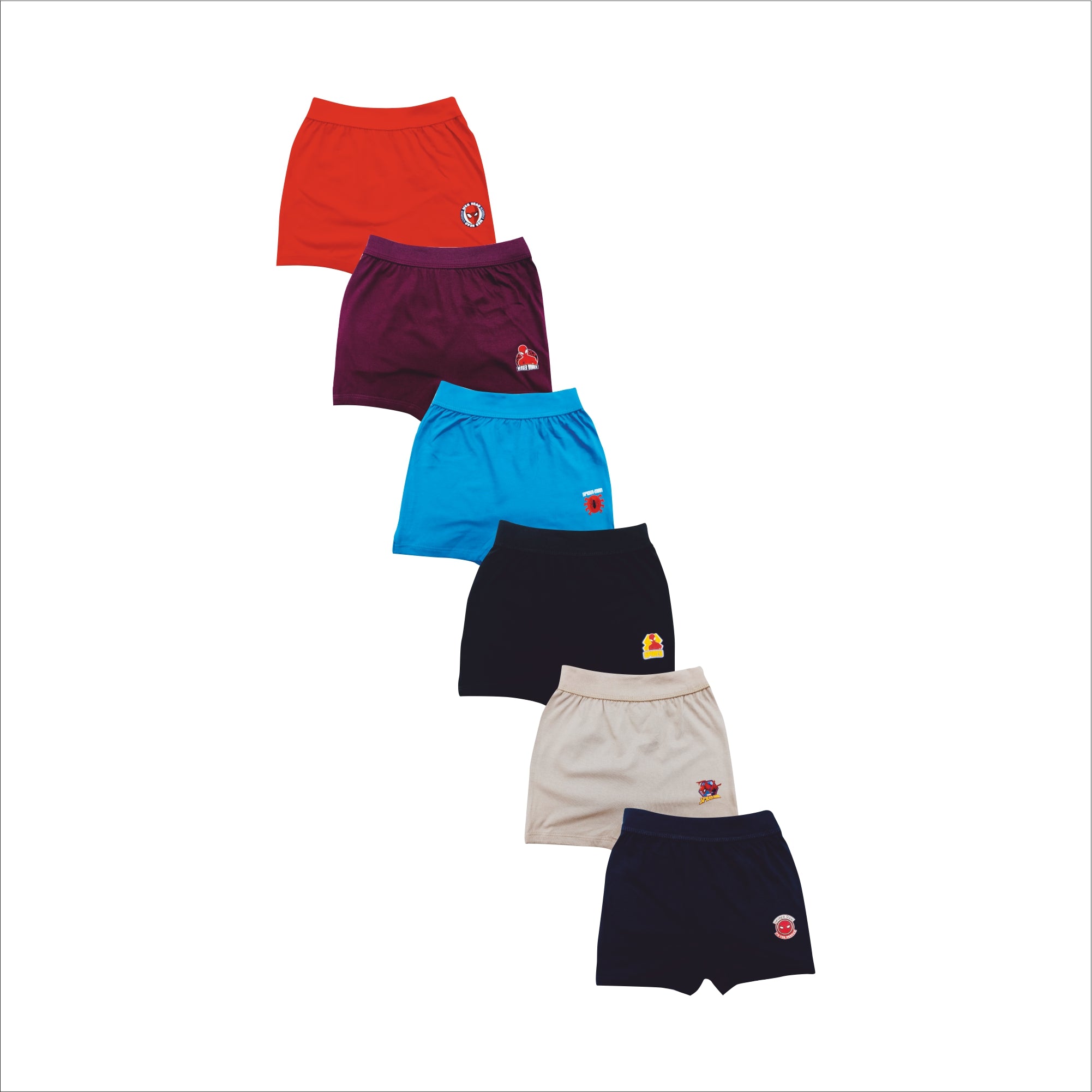 Redrose Boys' Cotton Briefs – Pack of 6 | Fun Cartoon Printed Innerwear | JR-40CL