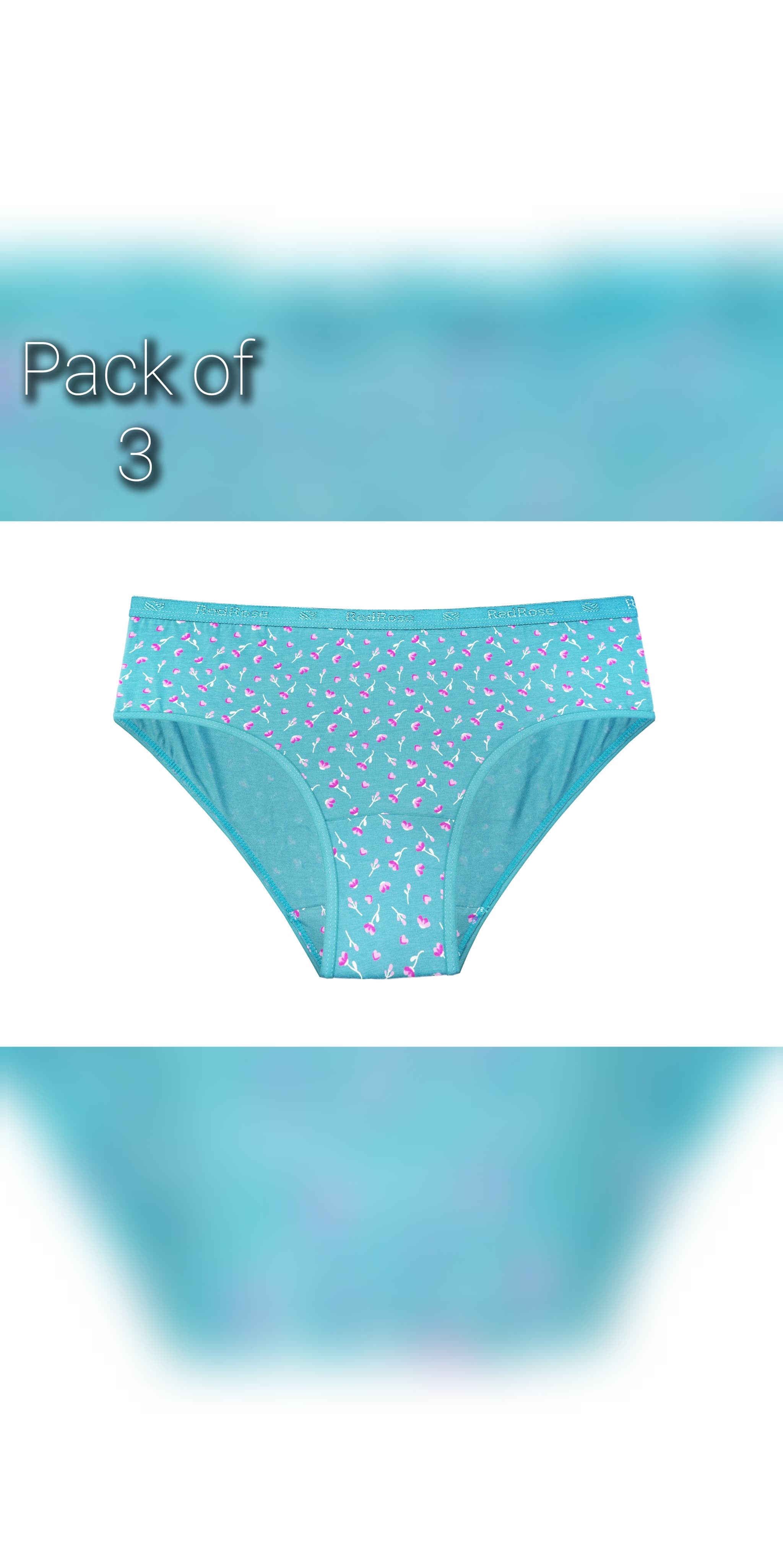 MARQUIS Red Rose Women’s Cotton Hipster Panties – Mid-Rise, Full Coverage, Soft & Breathable Comfort Fit – Pack of 3