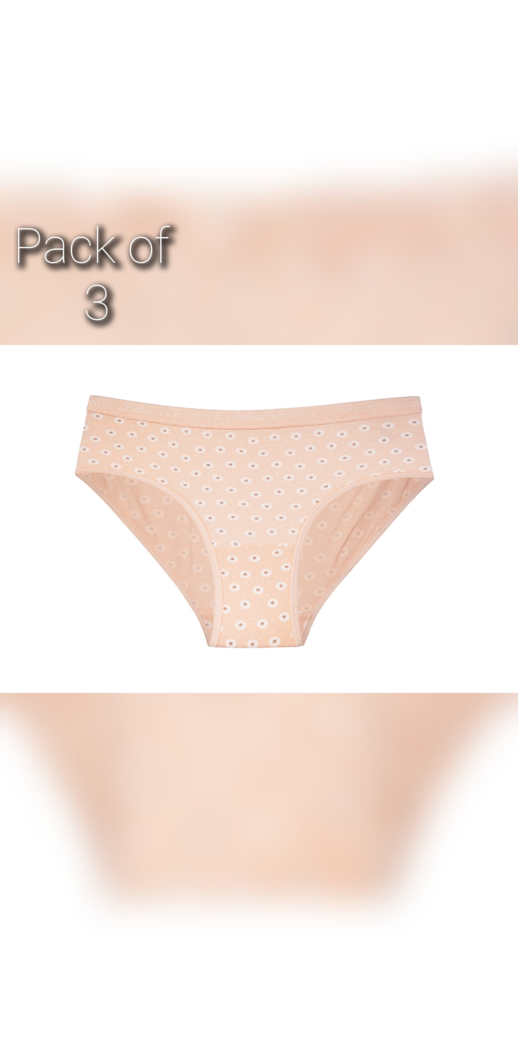 OMYA Red Rose Women’s Mid-Rise Cotton Hipster Panties – Full Coverage, Comfort Fit – Pack of 3