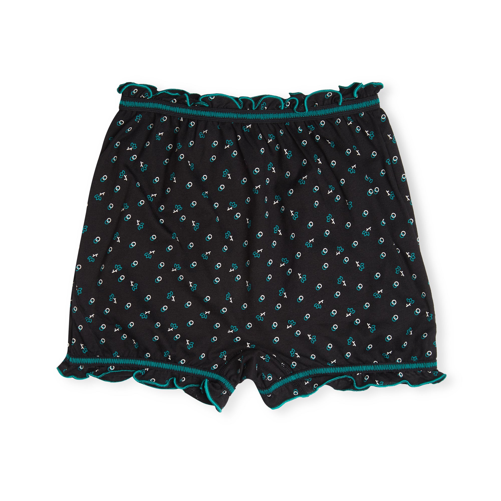 Redrose Girls' Printed Cotton Bloomers โ Pack of 6 | Black Base with Frill Hem ๐โจ | BLM-228