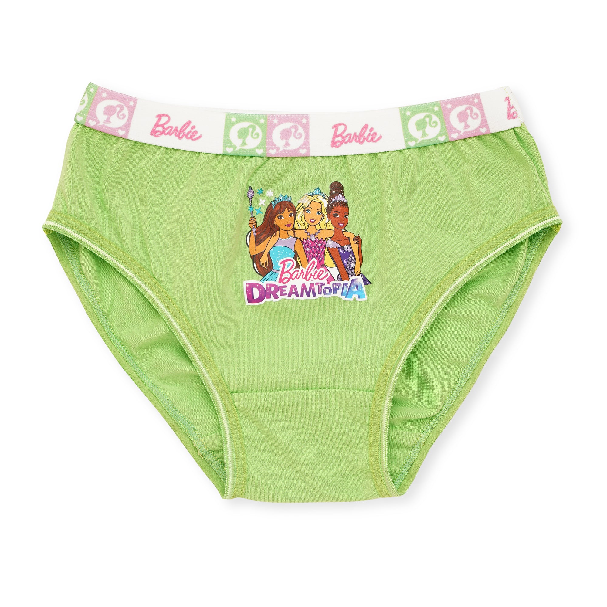 Red Rose Girls' Cotton Elastane Briefs Pack of 6 – Solid Colors with Barbie Waistband & Prints | BABY-108