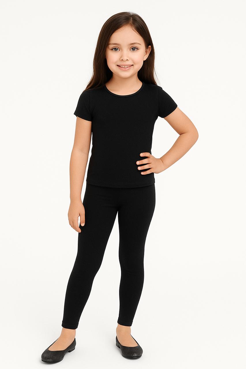 Redrose Girls Cotton Lycra Leggins✨ – Pack of 1 (BK) | Stretch Fit & Everyday Comfort | LG-01 -BK (ANKLE)-