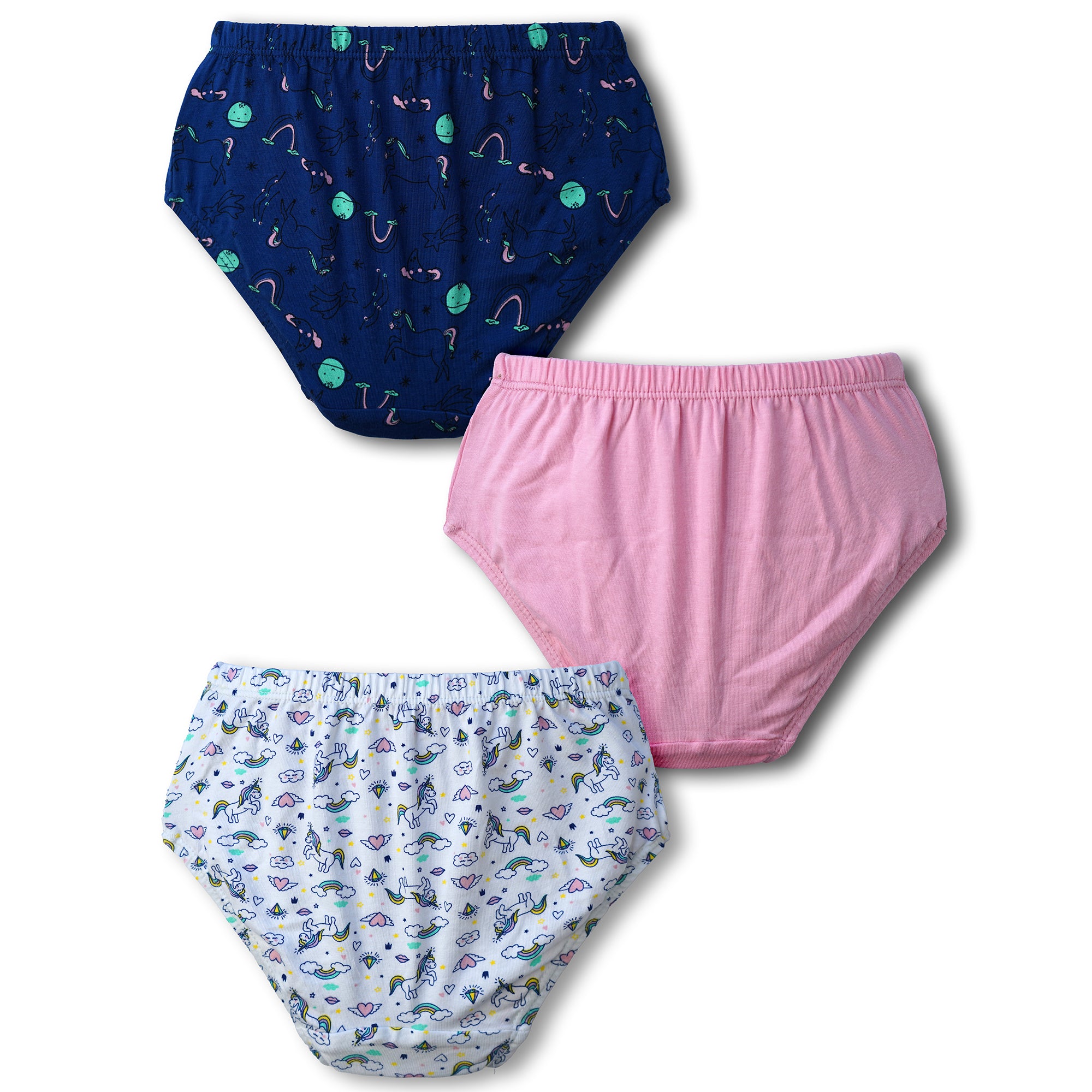 Redrose Girls' Briefs Pack of 6 – Cotton Printed Underwear with Unicorn & Fun Designs | BABY-72