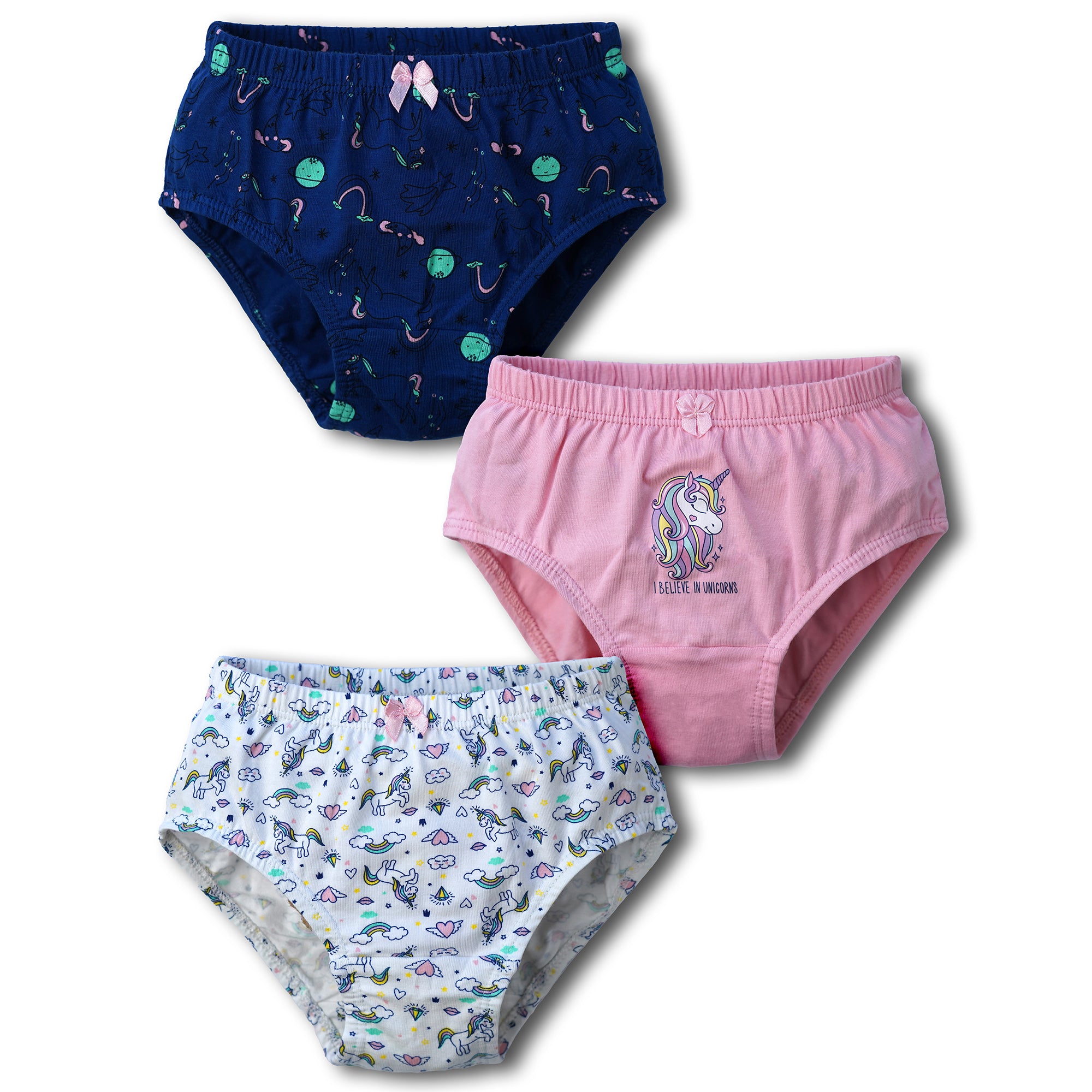Redrose Girls' Briefs Pack of 6 – Cotton Printed Underwear with Unicorn & Fun Designs | BABY-72