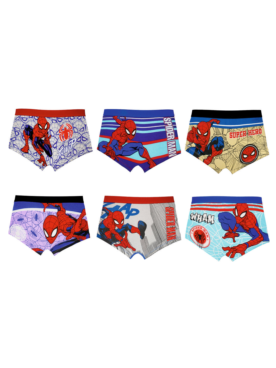 Marvel Spider-Man Boys' Cotton Boxer Briefs - Pack of 6