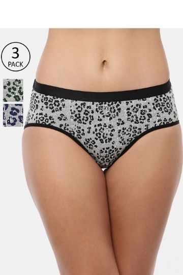 Red Rose Gemini Cotton Medium Rise Full Coverage Hipster Panty (Pack of 3) - Assorted