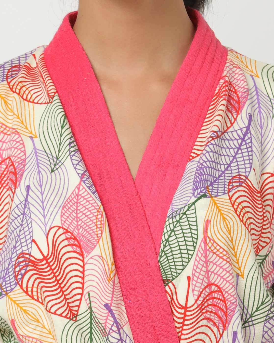 Red Rose Printed Bathrobe