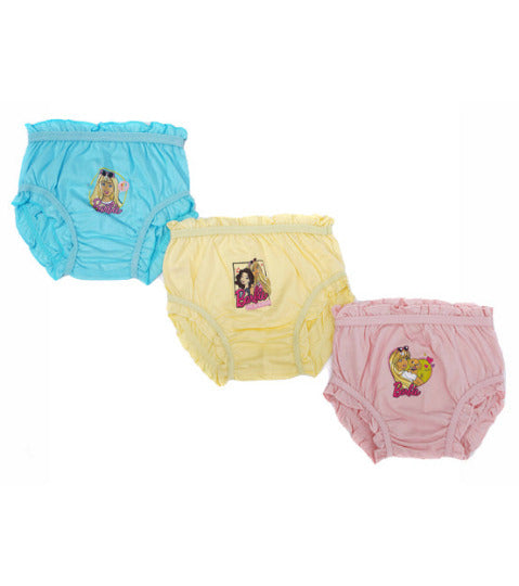 Redrose Girls Cotton Bloomers – Pack of 3 (Barbie Print, Soft Colors) | BLM-207