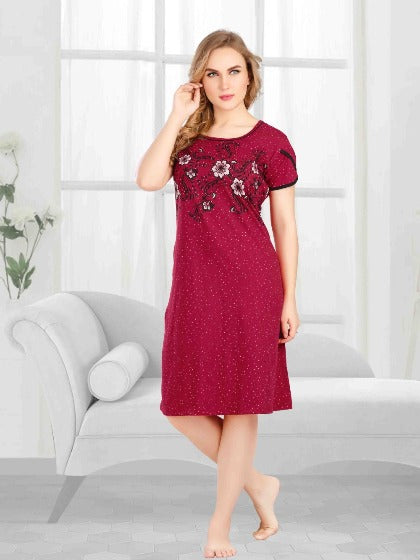 Red Rose Cotton nighty