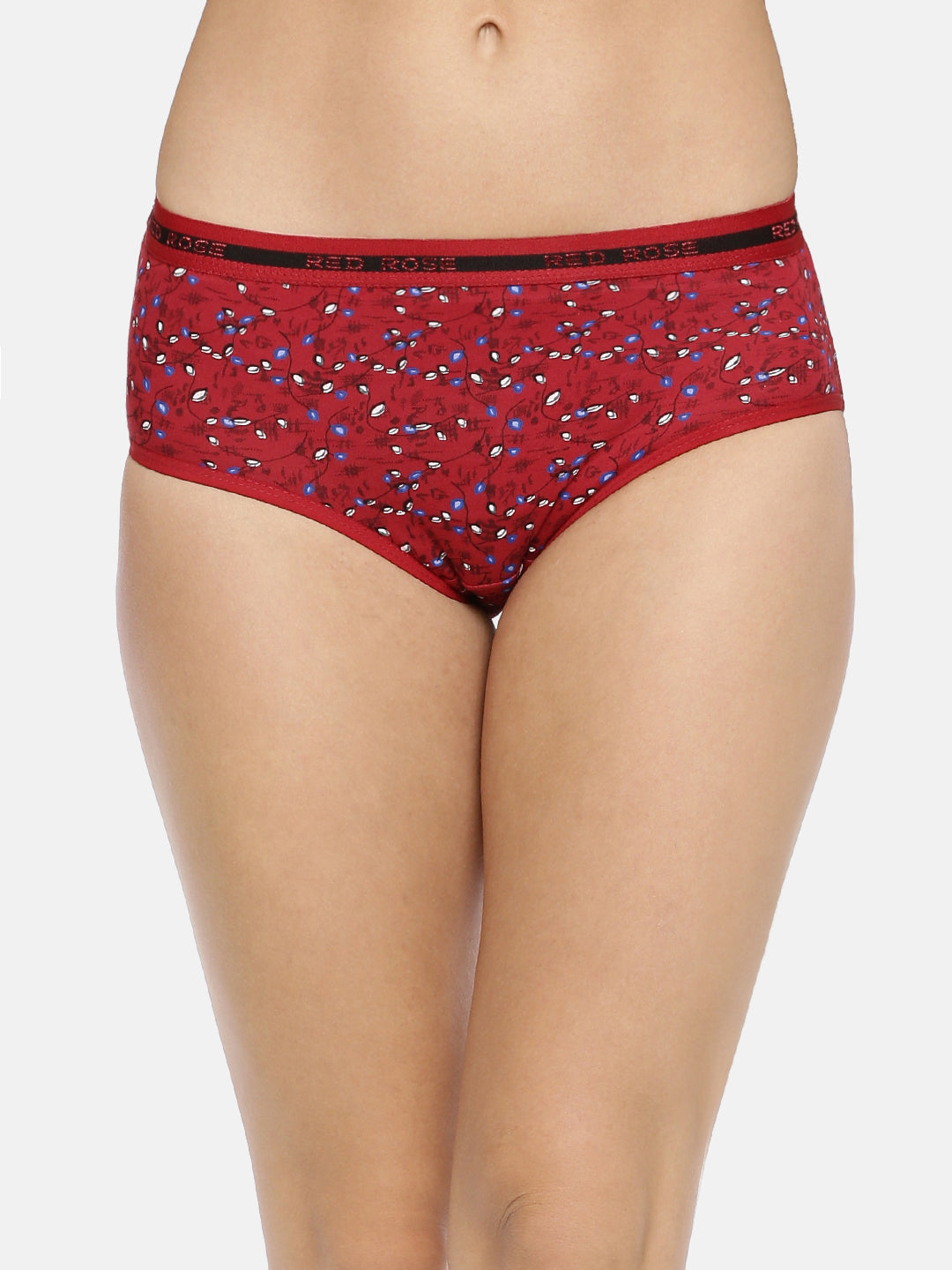 Red Rose Cotton Medium Rise Full Coverage Hipster Panties Multicolor Pack of 3