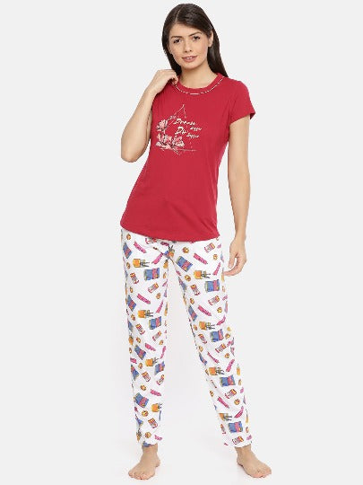 Red Rose Women's Printed Pajama's/Lower/Track Pant, Lounge Wear, Soft Cotton Night Wear Pajama Pant