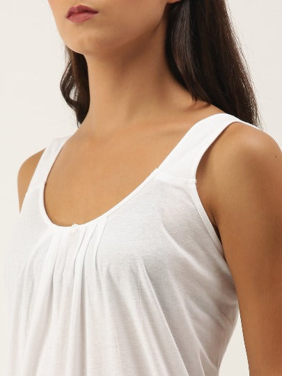 Red Rose Solid Cotton Full Length Camisole for Women | Maxi Nighty