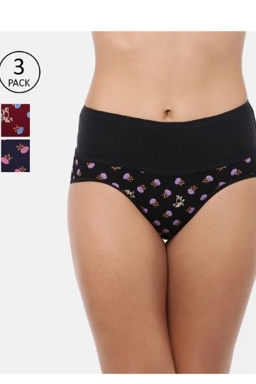 Red Rose Monal Printed Color Adjustable Full Coverage High Rise Cotton Hipster Panties