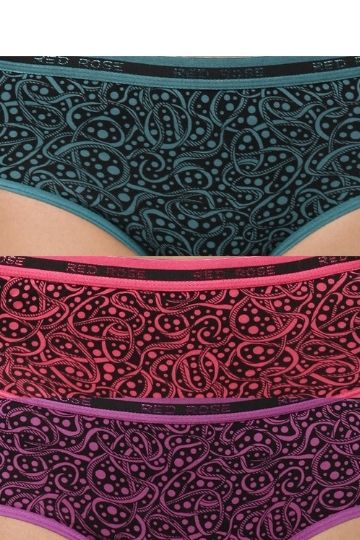 Red Rose Pooja Multicolor Medium Rise Full Coverage Hipster Panty (Pack of 3)
