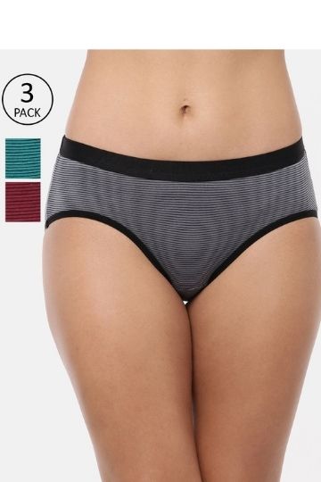 Red Rose Hiramoti Medium Rise Full Coverage Hipster Panty  (Set of Pack 3) - Assorted Colors