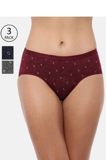 Red Rose Jassi Cotton Comfort Medium Rise, Full Coverage Hipster Panties - Multicolor Pack of 3
