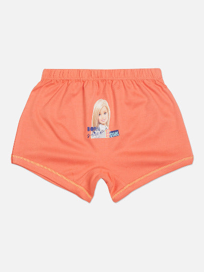 Red Rose Girls' Cotton Interlock Boxer Briefs – Pack of 6 Barbie Print Innerwear Shorts | BABY-138