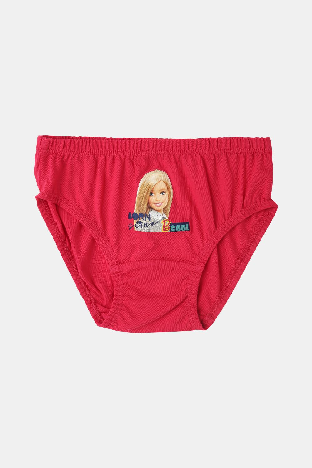 Red Rose Girls' Cotton Briefs Pack of 6 – Solid Colors with Barbie Prints | BABY-106