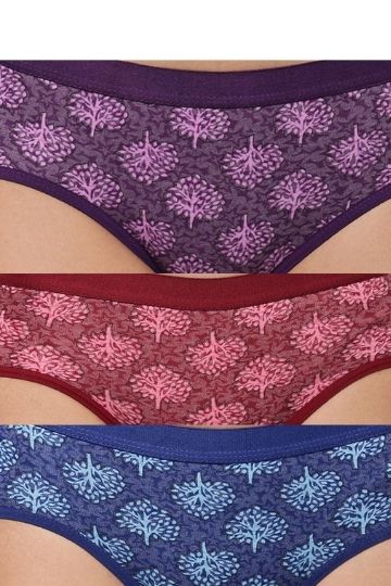 Red Rose Women's Cotton Elastane Printed Hipster Panties Pack of 3