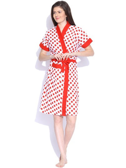 Red Rose Printed Bathrobe