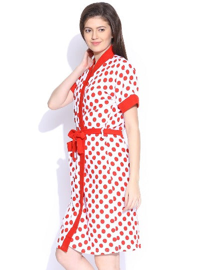 Red Rose Printed Bathrobe