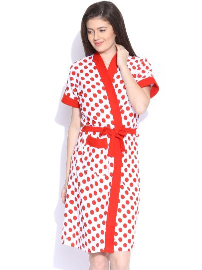 Red Rose Printed Bathrobe