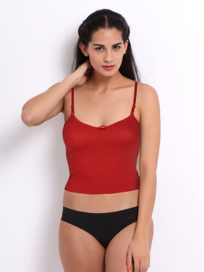 INTEL Red Rose Women’s Cotton Camisole Slip with Adjustable Straps – Soft & Breathable Innerwear