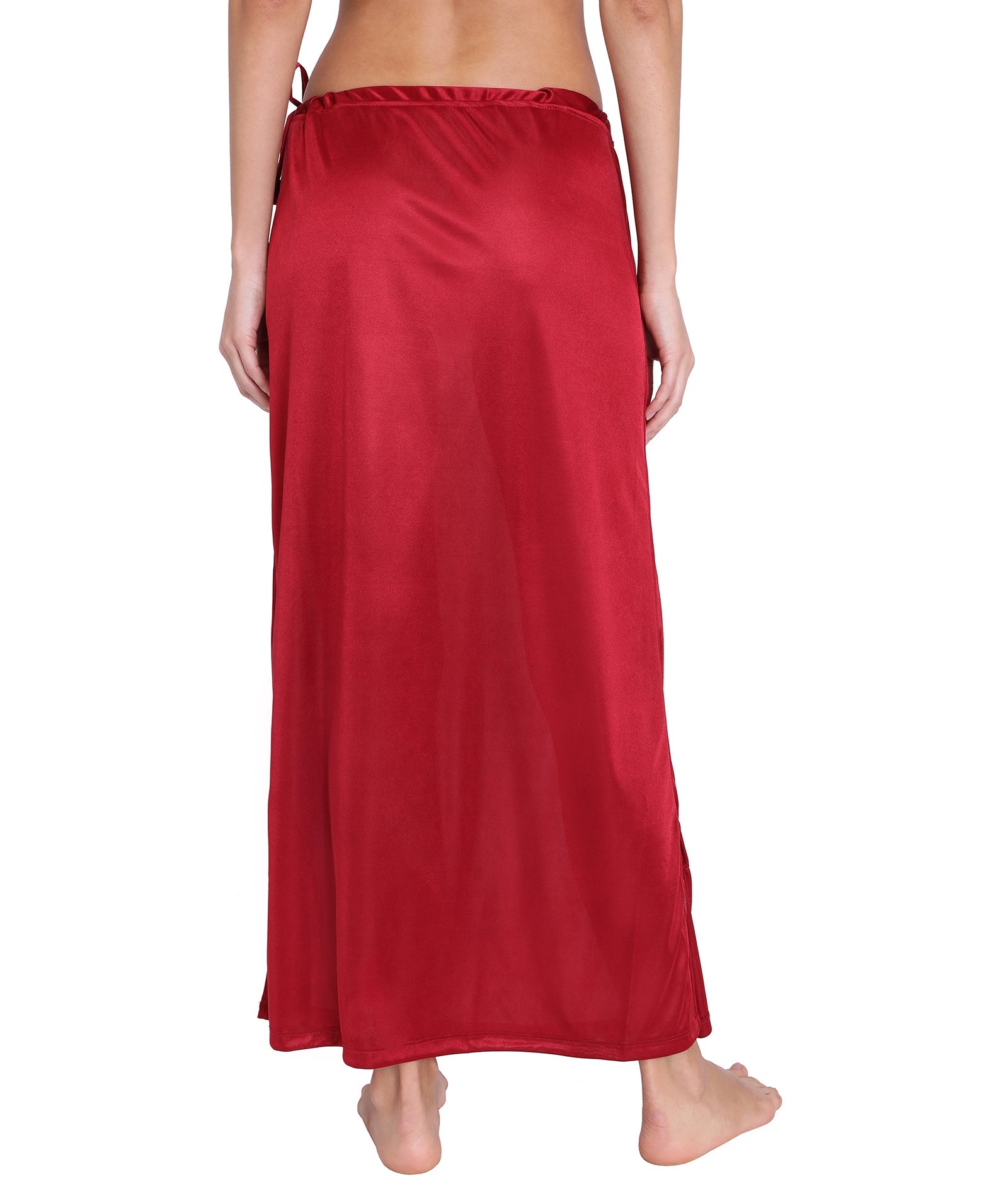 Red Rose Solid Satin Readymade Petticoat Stretchable Body Shaper Underskirt Indian Lining Shapers for Women's Sarees