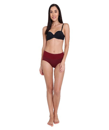 Red Rose Monal Solid Color Adjustable Full Coverage High Rise Cotton Hipster Panties