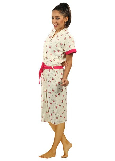 Red Rose Printed Bathrobe