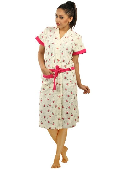 Red Rose Printed Bathrobe