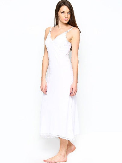 RED ROSE WOMEN'S SLEEVELESS HOSIERY COTTON BRA TYPE FULL LENGTH CAMISOLE, LONG INNER WEAR PETTICOAT-NIGHTY SLIP-KURTIS SLIP-SUIT SLIP