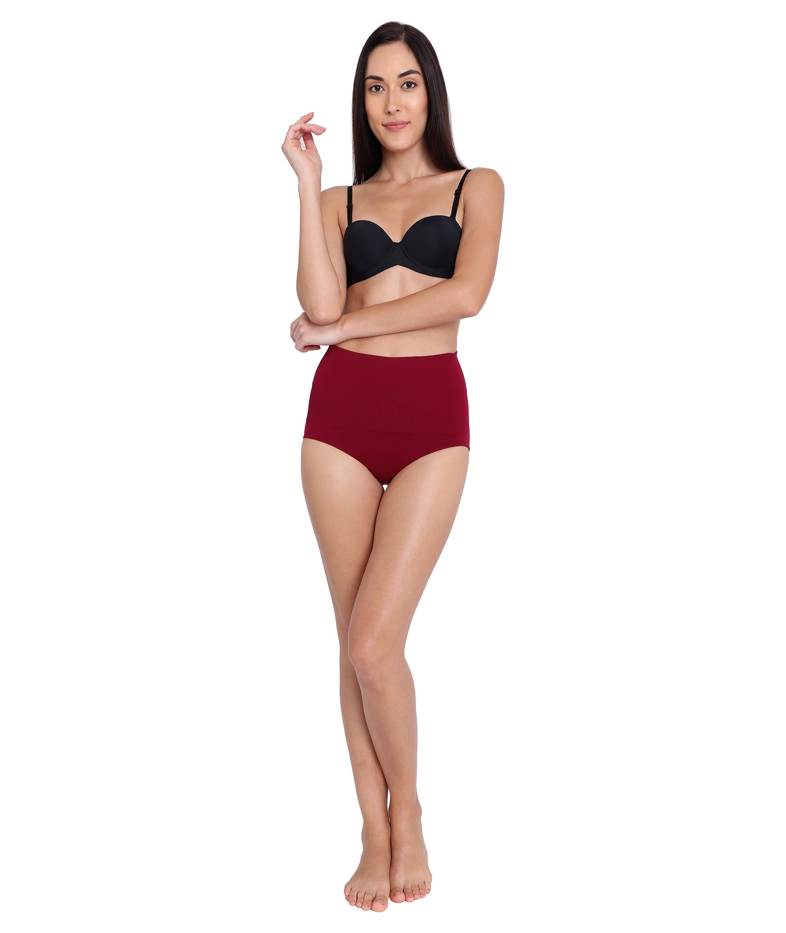 Red Rose Rib Slim Trim Women's Body Shaper Tummy Control Slimming Seamless Shapewear Hipster Panties