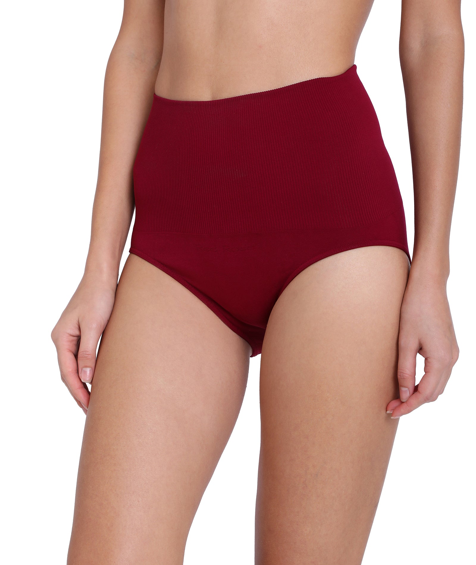 Red Rose Rib Slim Trim Women's Body Shaper Tummy Control Slimming Seamless Shapewear Hipster Panties